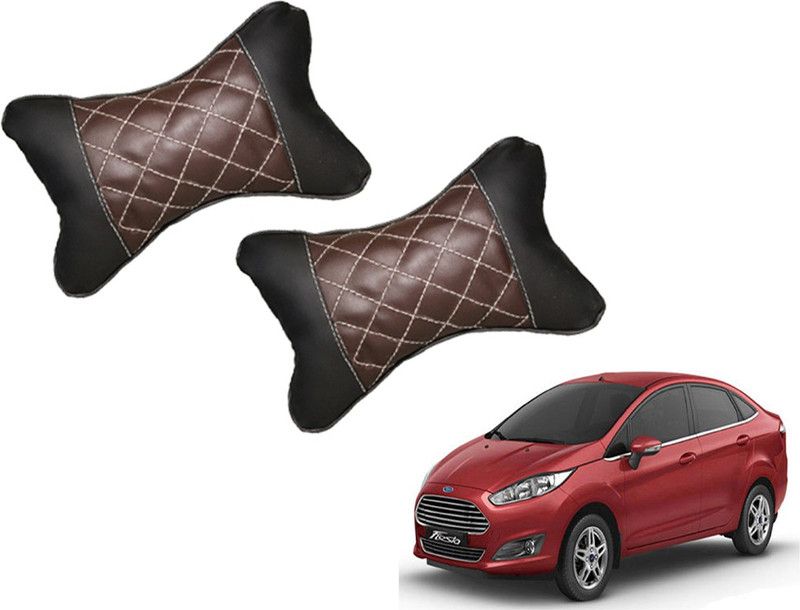 MINDKING Black, Brown Leatherite Car Pillow Cushion for Ford  (Rectangular, Pack of 2)