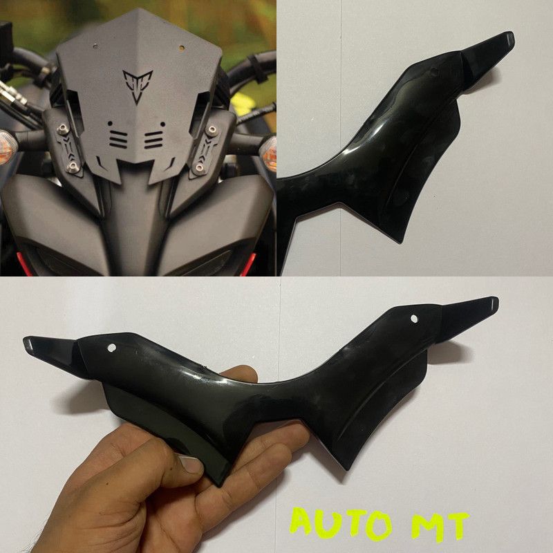 Auto MT Combo MT-15 Bike Metal Visor + BLACK MT 15 Winglet for Yamaha MT15 (Metal Visor + MT 15 Winglet BLACK) Bike Fairing Kit