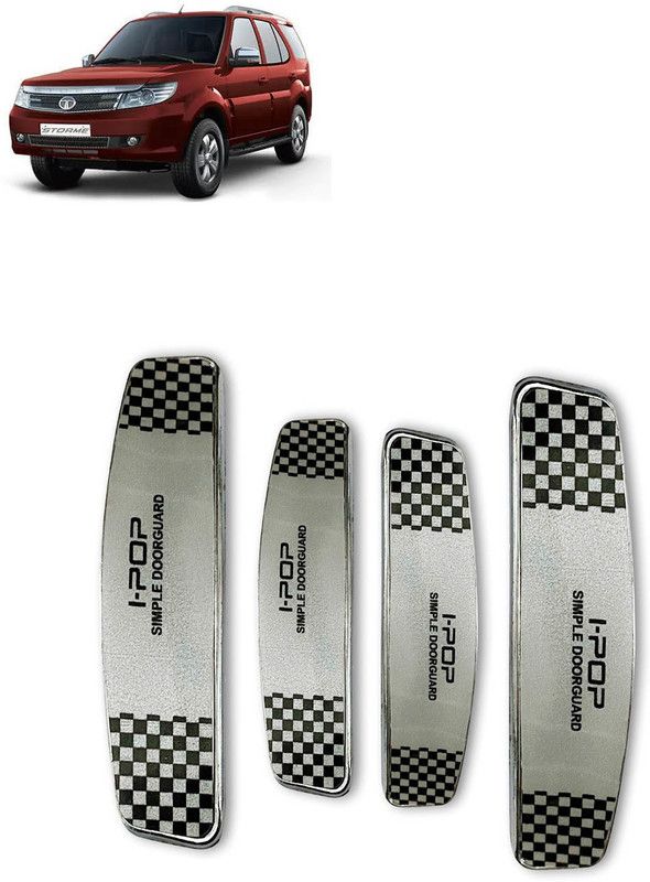 Etradezone Plastic Car Door Guard  (Silver, Black, Pack of 4, Tata, Safari Storme)