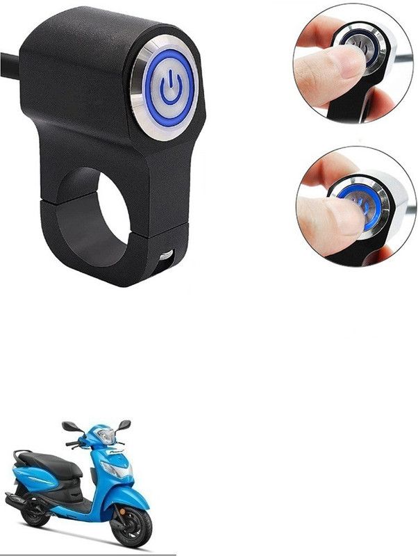 Qiisx CNC On/Off Motorcycle Handlebar Fitting With Light For Hero Pleasure Handle Bar Grip For Hero Universal For Bike  (Pack of 1)