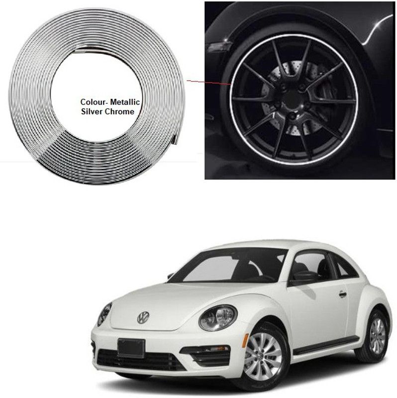 PRTEK ar Beading Exterior Chromium Plated (Colour Chrome Silver) for Exterior Rim, Grill, Headlight, Back Light, Wheel, Hub, Stickon A248 Car Beading Roll For Grill and Garnish Cover  (5 m)