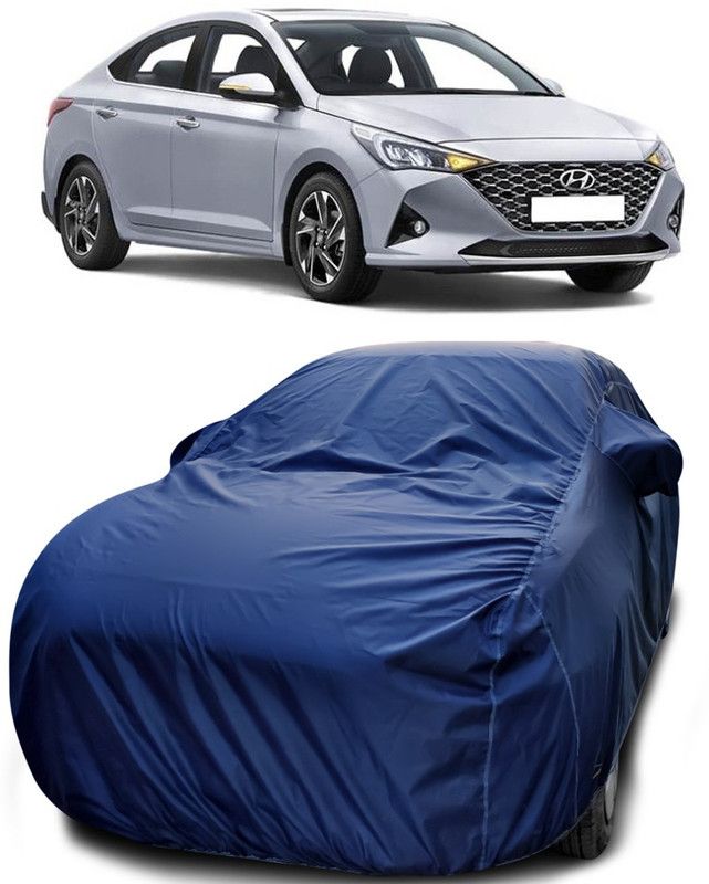 AutoBurn Car Cover For Hyundai Verna (With Mirror Pockets)  (Blue)