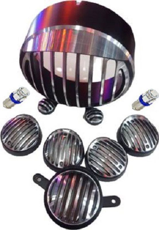 CADEAU CDF687 Heavy Duty Headlight Cap Grill Chrom Bike Headlight Grill  (Steel)