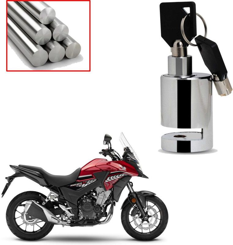 DAZZRIDE Heavy Duty Disc Brake Lock Anti Theft Stainless Steel 7mm Pin Wheel Lock Lock for Bike and Motorcycle (Chrome) Disk Round Lock For Honda CB 500X Disc Lock  (Silver)