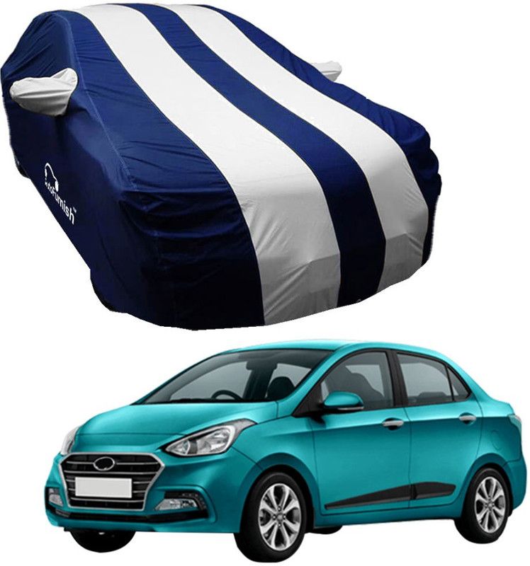 AutoFurnish Car Cover For Hyundai Xcent (With Mirror Pockets)  (Blue, Silver, For 2017 Models)