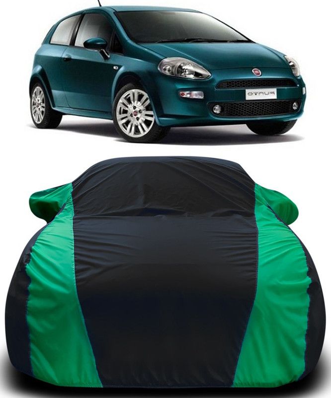 AutoBurn Car Cover For Fiat Grande Punto (With Mirror Pockets)  (Black, Green)