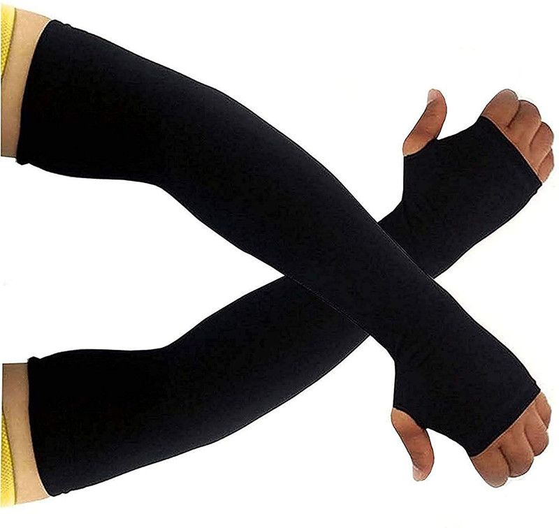 jeniry Cotton, Nylon Arm Sleeve For Men & Women  (Free, Black)