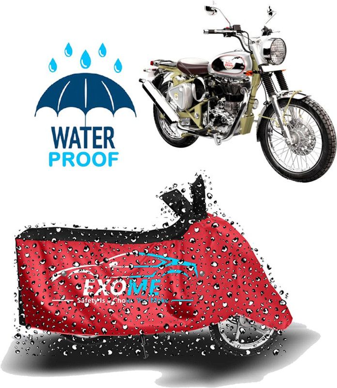 EXOME Two Wheeler Cover for Royal Enfield  (Bullet Trials 500, Red, Black)