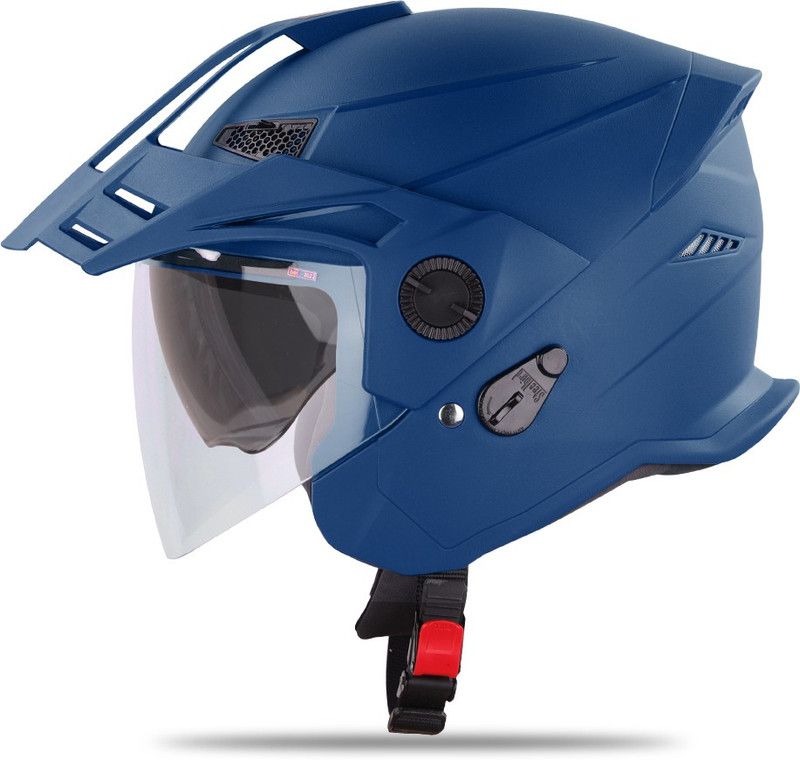 Steelbird SBH-23 GT Plus Open Face ISI Certified Helmet with Inner Sun Shield Motorbike Helmet  (Dashing Blue)