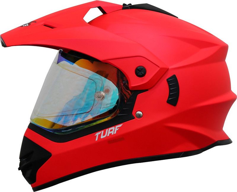 Steelbird Off Road TURF Motocross Helmet in Matt Fluo Watermelon with Extra Clear Visor Motorbike Helmet  (Matt Fluo Watermelon with Anti-Fog Night Vision Gold Photochromic Visor)