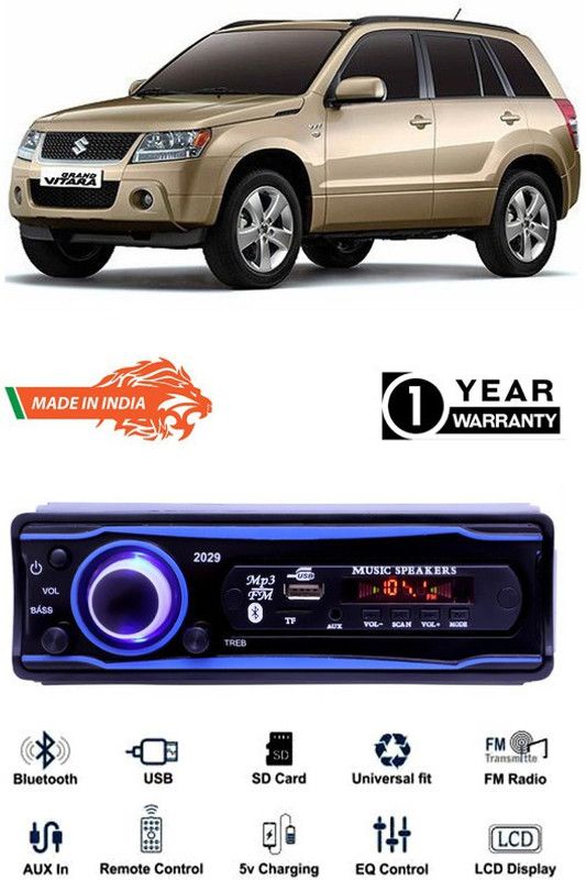 Genipap Blue 2029 USB/AUX/SD/BLUETOOTH/FM/MP3 BOOM MASTER STANDARD- GP302 Car Stereo  (Single Din)