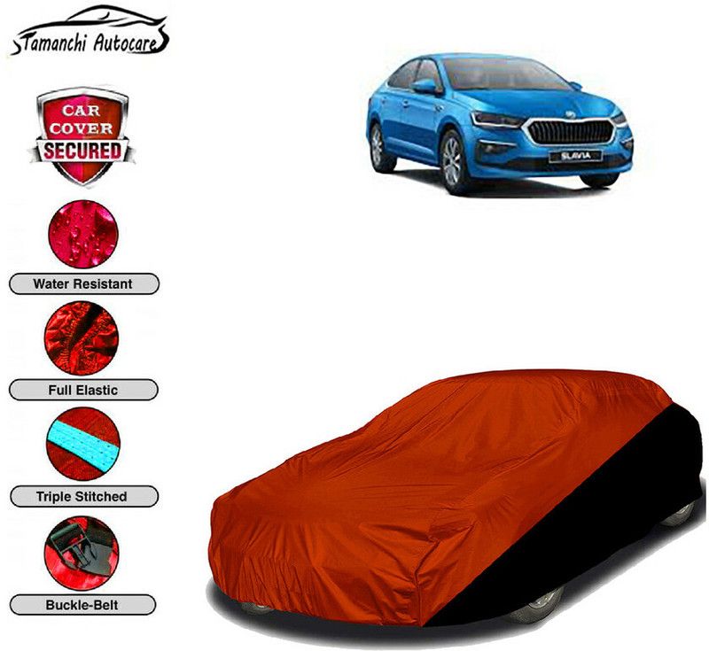 Tamanchi Autocare Car Cover For Skoda Slavia  (Red, Black)