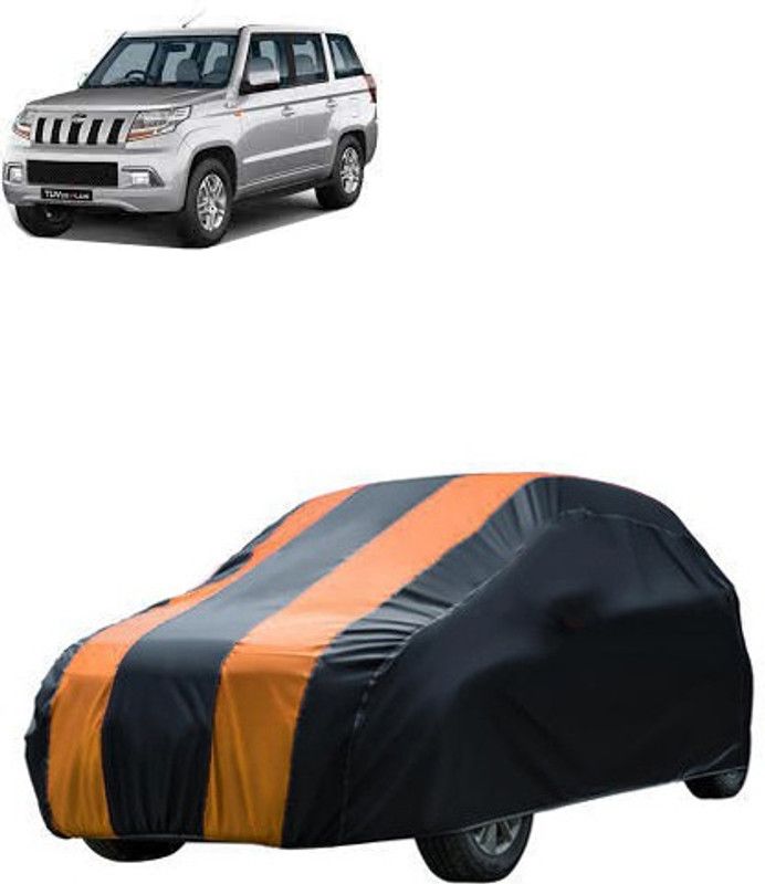 RAIN SPOOF Car Cover For Mahindra TUV300 (Without Mirror Pockets)  (Black, Orange, For 2005, 2006, 2007, 2008, 2009, 2010, 2011, 2012, 2013, 2014, 2015, 2016, 2017, 2018, 2019, NA Models)