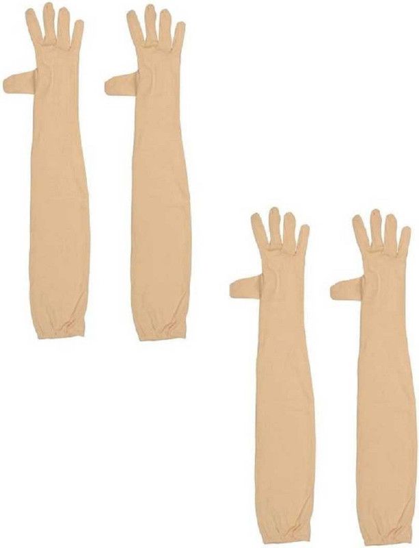 Vandana Indigo Cotton Arm Sleeve For Men & Women  (Free, Beige)