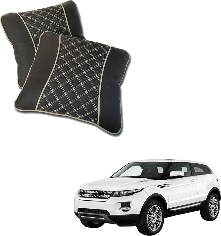 AutoFurnish Black Leatherite Car Pillow Cushion for Land Rover  (Square, Pack of 2)