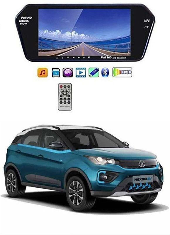 AYW 7 Inch 16:9 TFT LED Car Rearview Monitor Mirror with Touch Button With Rearview Car Camera For Nexon EV Universal For All Models Car Stereo  (Single Din)