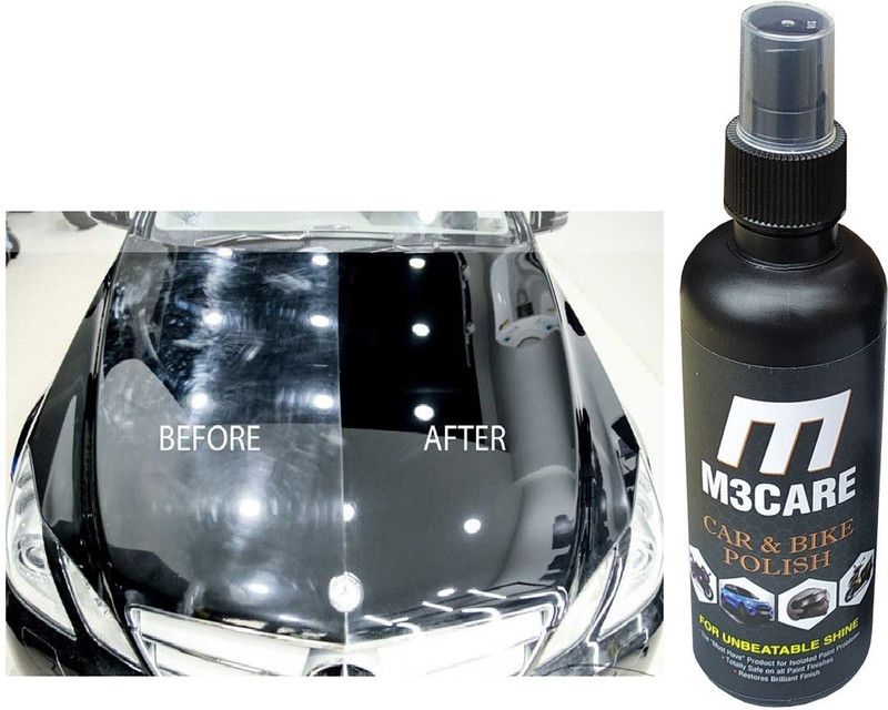 M3CARE Liquid Car Polish for Bumper, Chrome Accent, Dashboard, Windscreen, Metal Parts, Leather, Headlight, Exterior  (200 ml, Pack of 1)