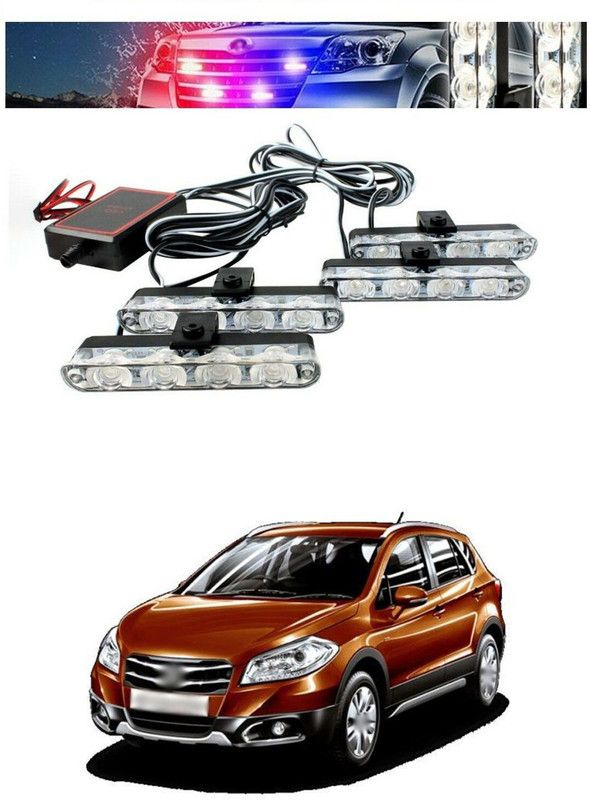 PECUNIA Red & Blue Car Truck Dash Strobe Flash Light Warning Lamp 171 Headlight, Fog Lamp Car LED for Maruti Suzuki (12 V, 55 W)  (S-Cross)