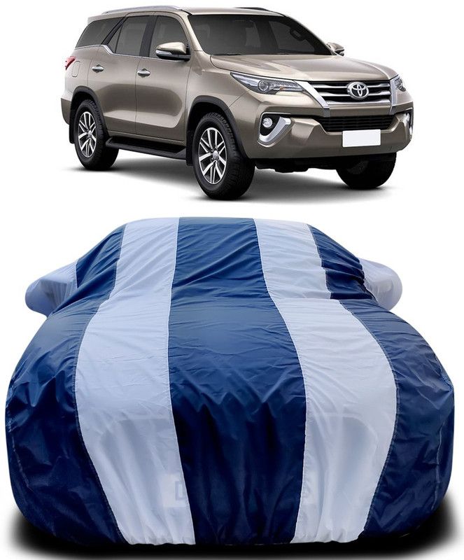 MoTRoX Car Cover For Toyota Fortuner (With Mirror Pockets)  (Blue, White)