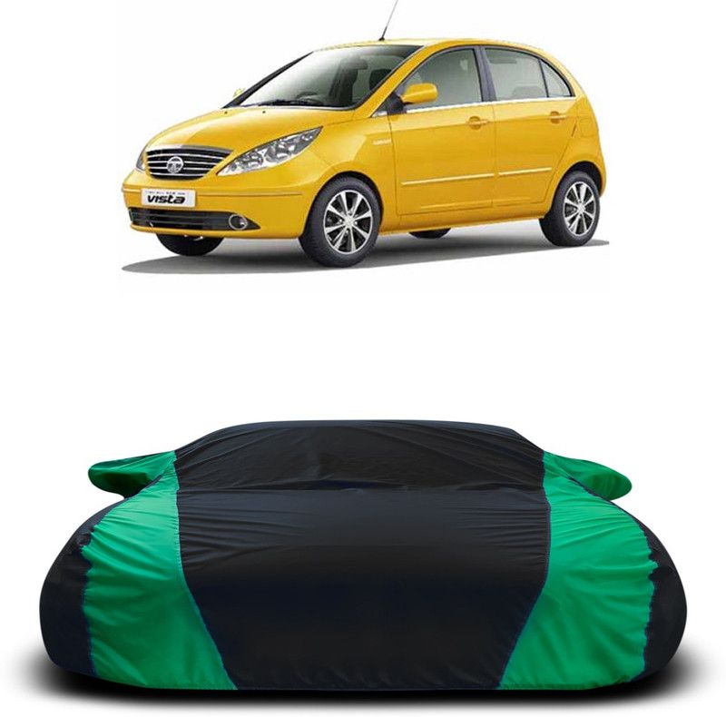 Ascension Car Cover For Tata Indica Vista (With Mirror Pockets)  (Black, Green)