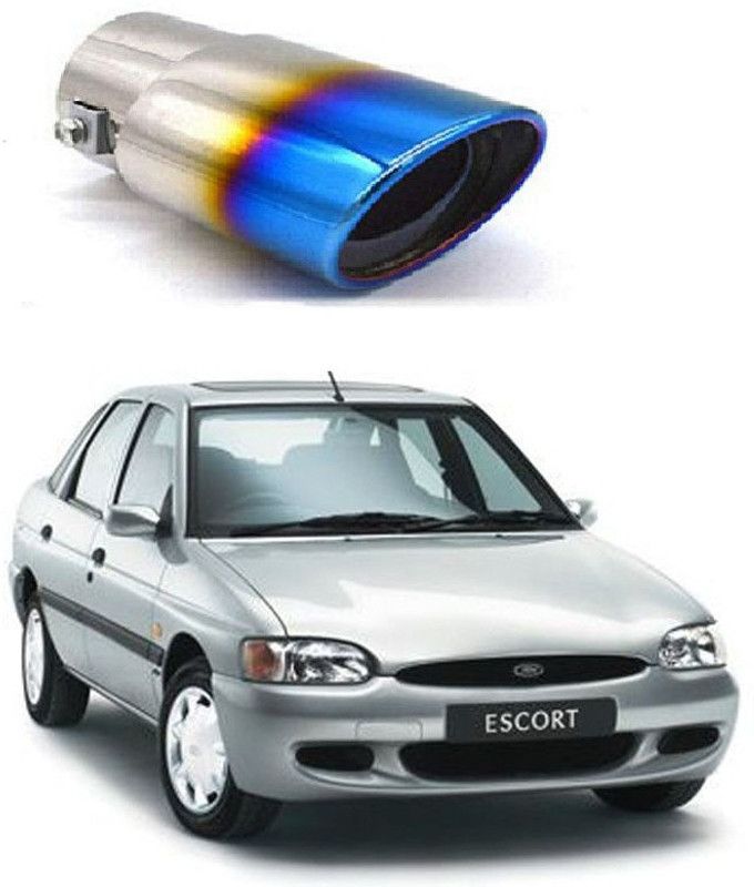PRTEK Car Exhaust Silencer Tip Chrome Half Pipe Diameter 0015 Car Silencer  (Silencers tip Blue)