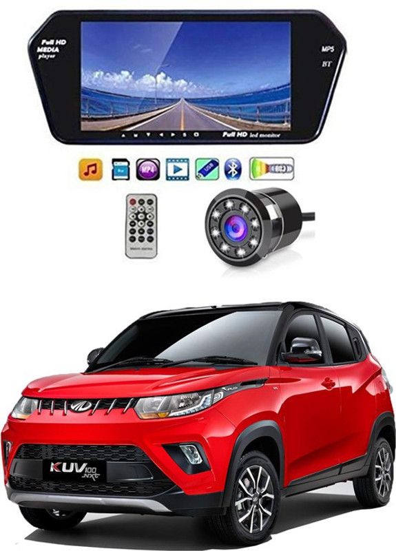 AYW 7 Inch 16:9 TFT LED Car Rearview Monitor Mirror with Touch Button With Rearview Car Camera For Kuv 100 Nxt Universal For All Models Car Stereo  (Single Din)