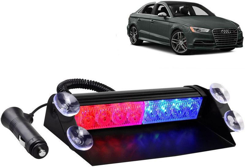 Selifaur 12 - 8 LED High Intensity Windshield Emergency Strobe Lights || Vehicles Interior Roof Hazard Warning LED Flash Light (Blue&Red)for S3 Car Flashlight Holder
