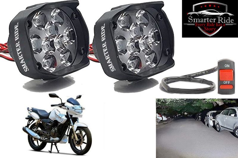 SMARTER RIDE Waterproof 9 LED Fog Light with Switch for TVS Apache RTR 180 Headlight Motorbike LED for TVS (12 V, 15 W)  (Apache RTR 220, Pack of 3)