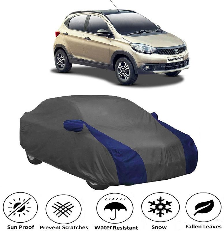 AUTOGARH Car Cover For Tata Tiago NRG (With Mirror Pockets)  (Grey, Blue)