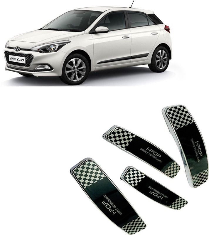 Etradezone Plastic Car Door Guard  (Black, Silver, Pack of 4, Hyundai, Elite i20)