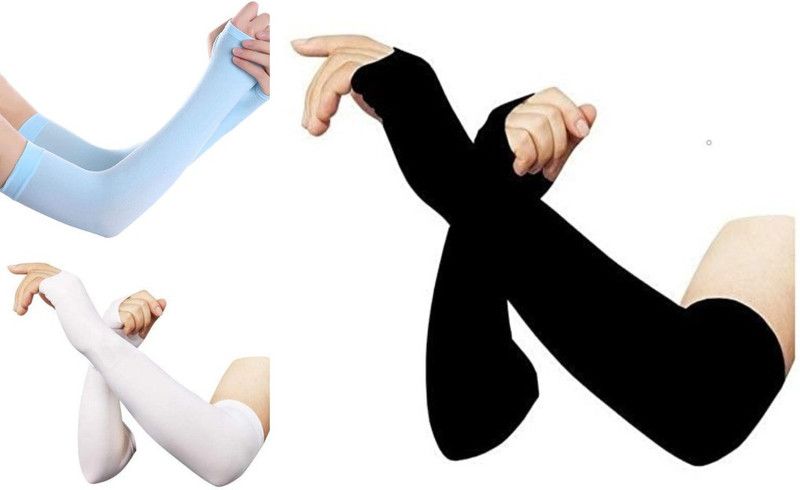 TENDSY Cotton Arm Sleeve For Men & Women  (Free, Black, White, Blue)