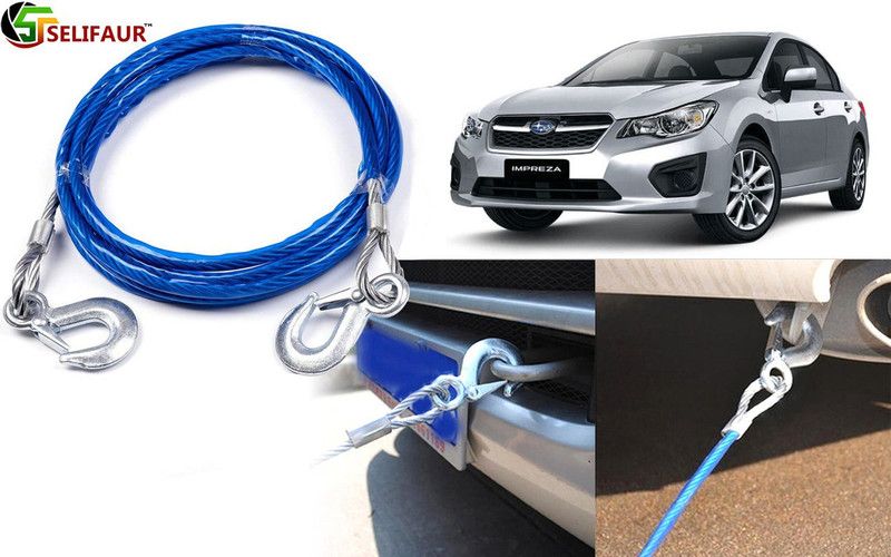 Selifaur T7322-Heavy Duty Tow Ropes 8mm 4mtr 6Tons Wire Cable High Strength Hook Steel Wire Trailer Car Emergency Towing Rope for impreza 4 m Towing Cable  (Steel, Plastic, 6000 kg Pull Capacity)