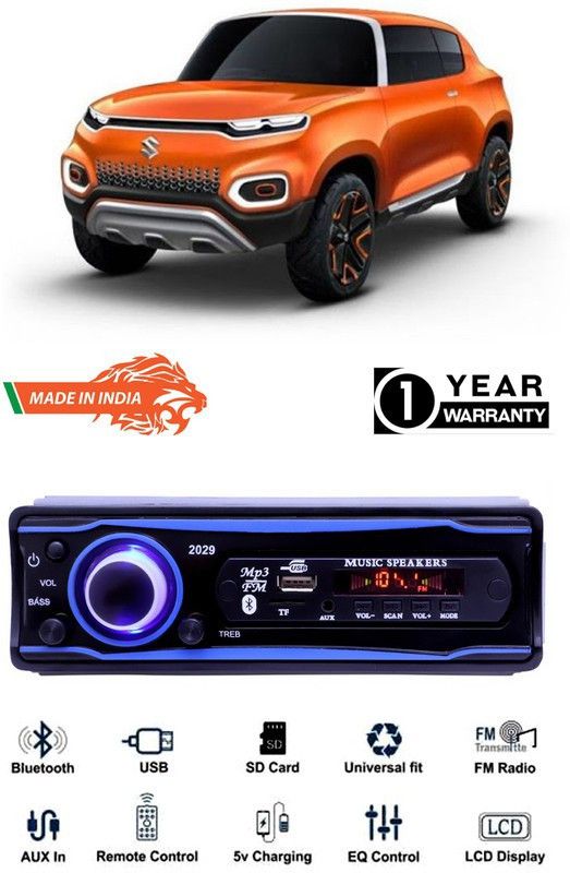 Bluedrum Blue 2029 USB/AUX/SD/BLUETOOTH/FM/MP3 BOOM MASTER STANDARD- B-D322 Car Stereo  (Single Din)
