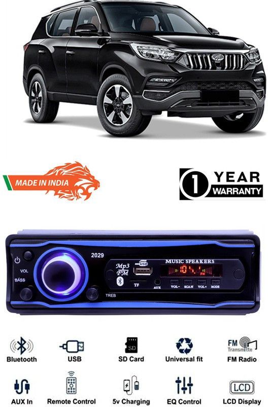 AutoTiger Blue 2029 USB/AUX/SD/BLUETOOTH/FM/MP3 BOOM MASTER STANDARD-AT256 Car Stereo  (Single Din)