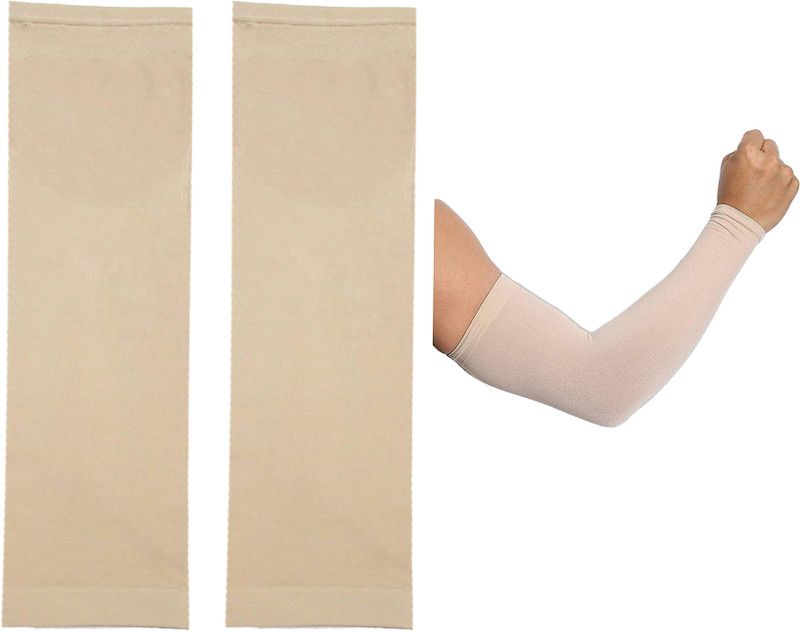 Solitaire Cotton Arm Sleeve For Men & Women  (Free, Beige)