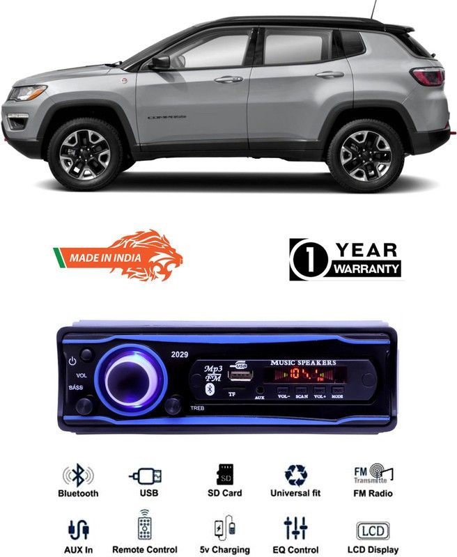 Genipap Blue 2029 USB/AUX/SD/BLUETOOTH/FM/MP3 BOOM MASTER STANDARD- GP221 Car Stereo  (Single Din)