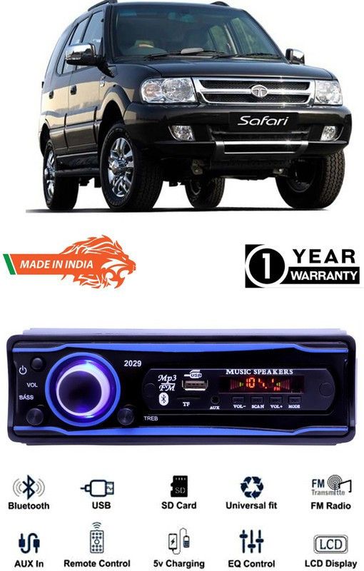 Genipap Blue 2029 USB/AUX/SD/BLUETOOTH/FM/MP3 BOOM MASTER STANDARD- GP540 Car Stereo  (Single Din)