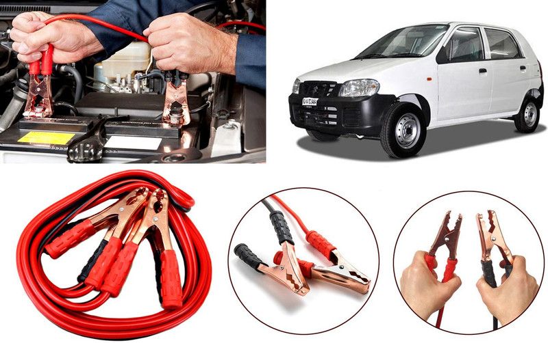 FINCOSTA CarHeavyDuty Jumper Booster Cables Copper For-Maruti Alto 6 ft Battery Jumper Cable  (Pack of 2)