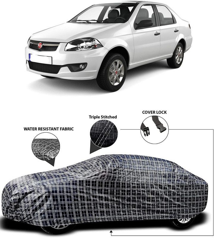 MoTRoX Car Cover For Fiat Siena (With Mirror Pockets)  (White, Black)