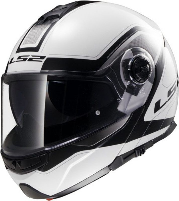 LS2 386 Armory White Black Motorsports Helmet  (White, Black)