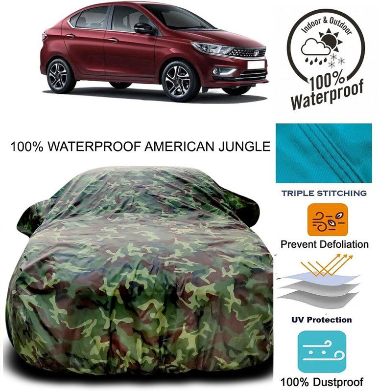 NUMBOR ONE Car Cover For Tata Tigor (With Mirror Pockets)  (Brown, Green)
