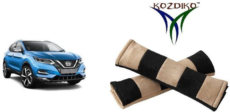KOZDIKO Seat Belt Cushion Pillow Beige Black 2 pcs-42 Seat Belt Buckle  (Pack of 2)