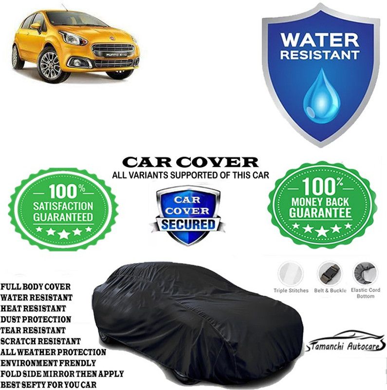 Tamanchi Autocare Car Cover For Fiat Punto 90-HP 1.3L Multijet  (Black)