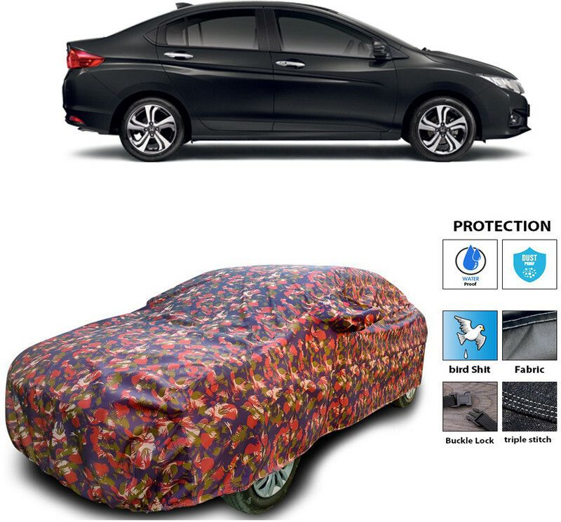 Genipap Car Cover For Honda City i-Vtec (With Mirror Pockets)  (Multicolor)