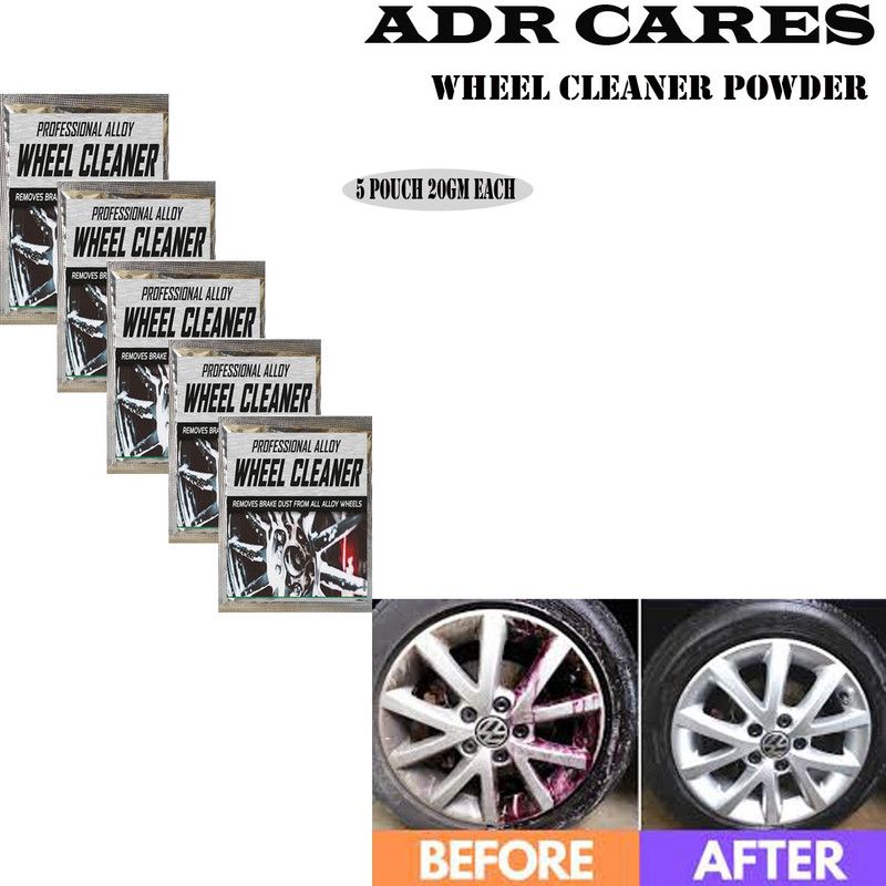 ADR CARES Alloy Wheel Cleaner renews shine and sparkle metals by removing surface rust, stains, oxidation, water spots, Car Care/Car Accessories/Automotive Product pack of 05 pouch (20gm) each 100 g Wheel Tire Cleaner  (Pack of 5)