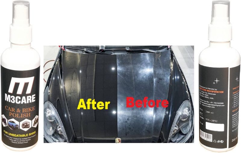 M3CARE Liquid Car Polish for Exterior, Headlight, Leather, Metal Parts, Windscreen, Bumper, Chrome Accent, Dashboard  (400 ml, Pack of 2)