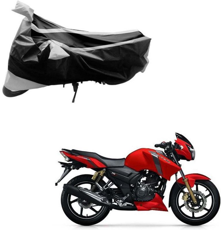 Purpleheart Two Wheeler Cover for TVS  (Apache RTR 160, Black, Silver)