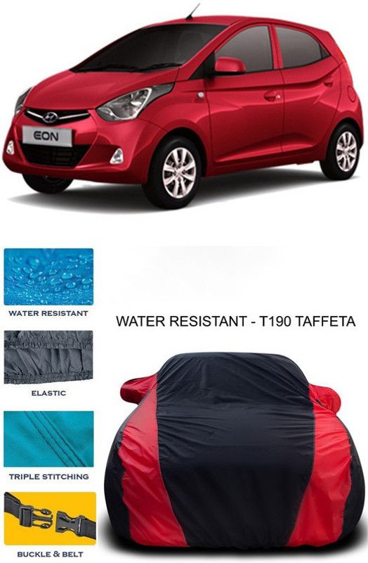 Ascension Car Cover For Hyundai Eon (With Mirror Pockets)  (Red, Black)