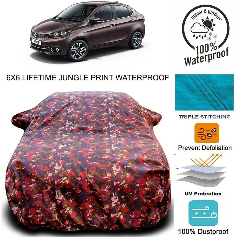 Gavya Car Cover For Tata Tigor Facelift (With Mirror Pockets)  (Red, Green)