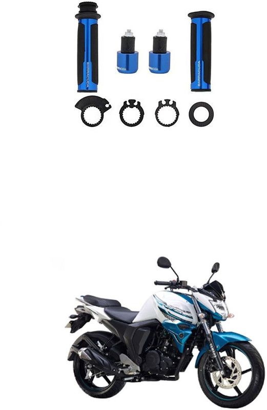 PRTEK 7/8 Handle Bar CNC Aluminum Rubber Handlebar Hand Grips 193 Handle Bar Grip For Yamaha FZ16  (Pack of 2)